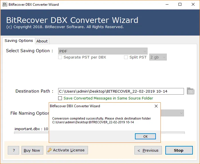 complete dbx file converter process