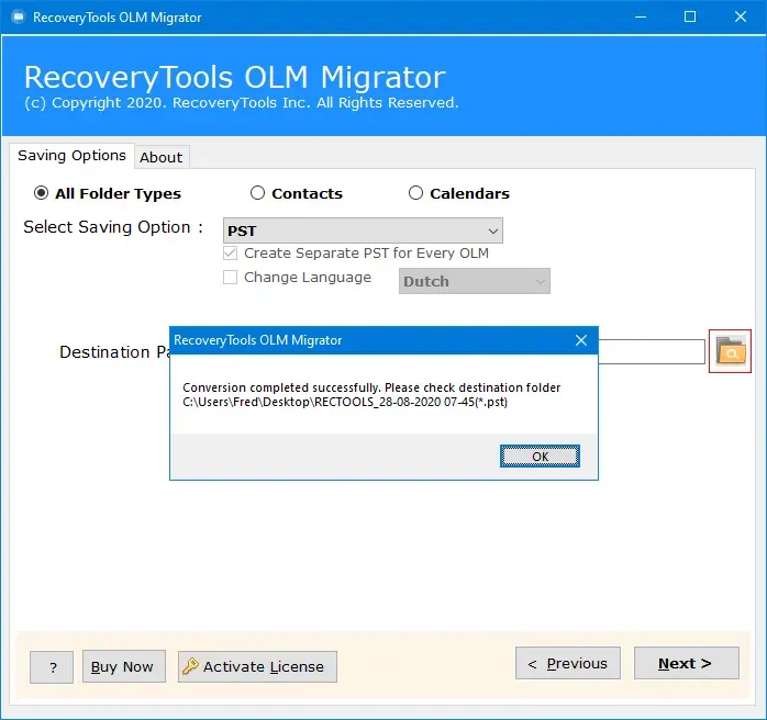 complete olm file converter process