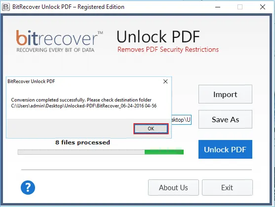 PDF unlock successfully