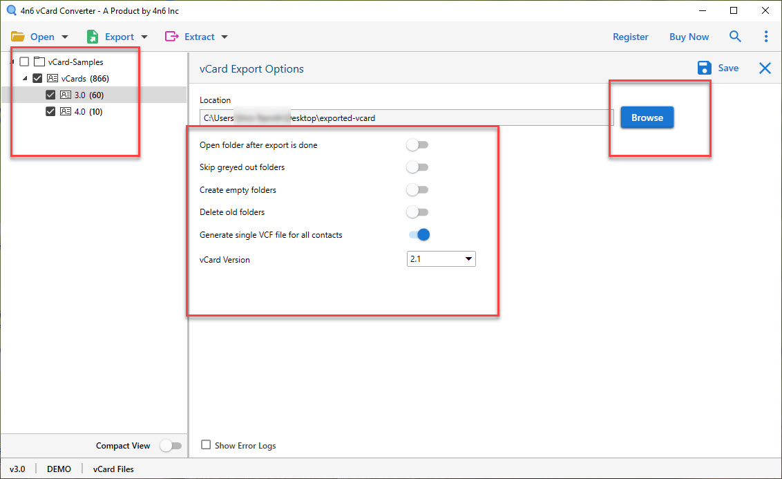 export successfully to vcf file to office 365