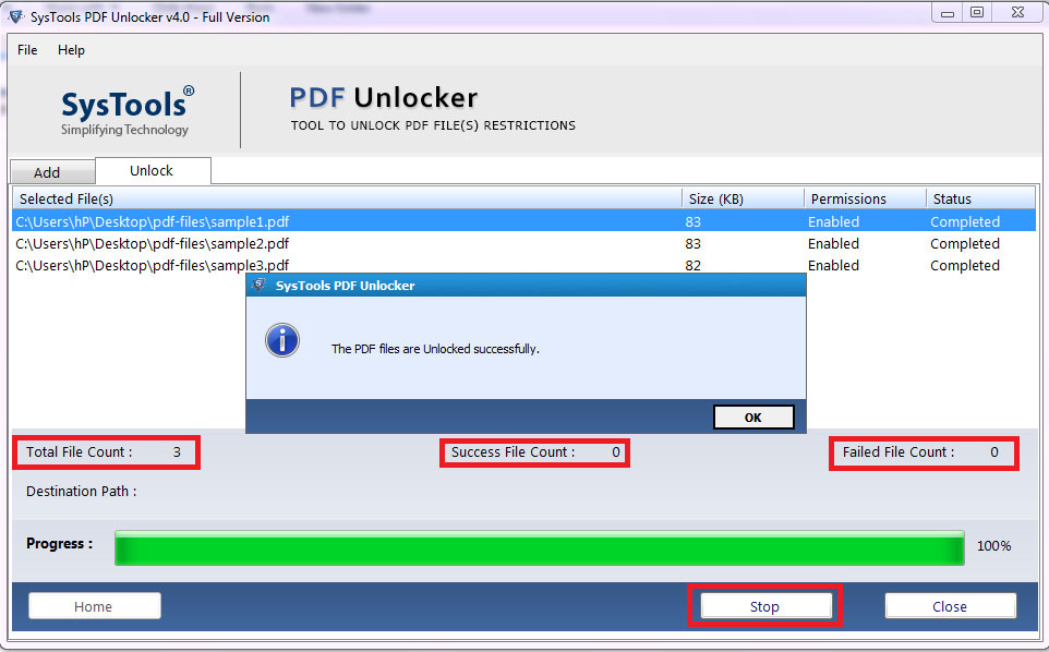 PDF unlock successfully