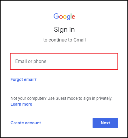 log in Gmail account