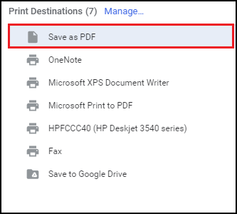 click save pdf option